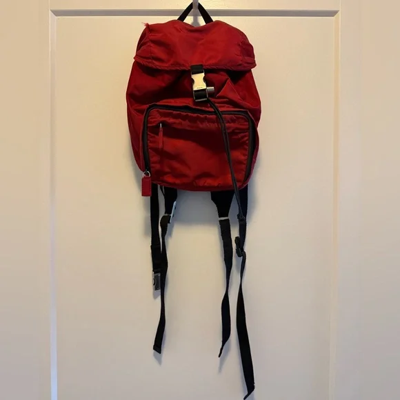 Prada Red Mini Backpack with belt - Picture 2 of 11